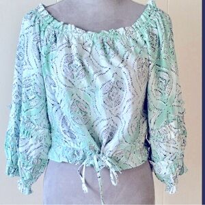 Lauren Conrad Teal Cropped Top